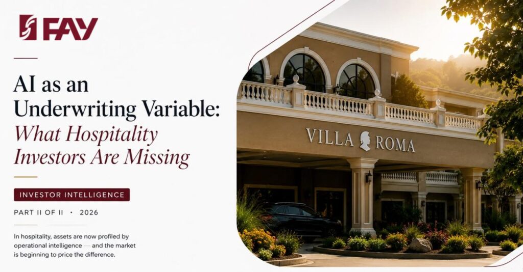 AI-powered hospitality valuation dashboard showing hotel investment performance, NOI growth, underwriting metrics, and asset value analysis.